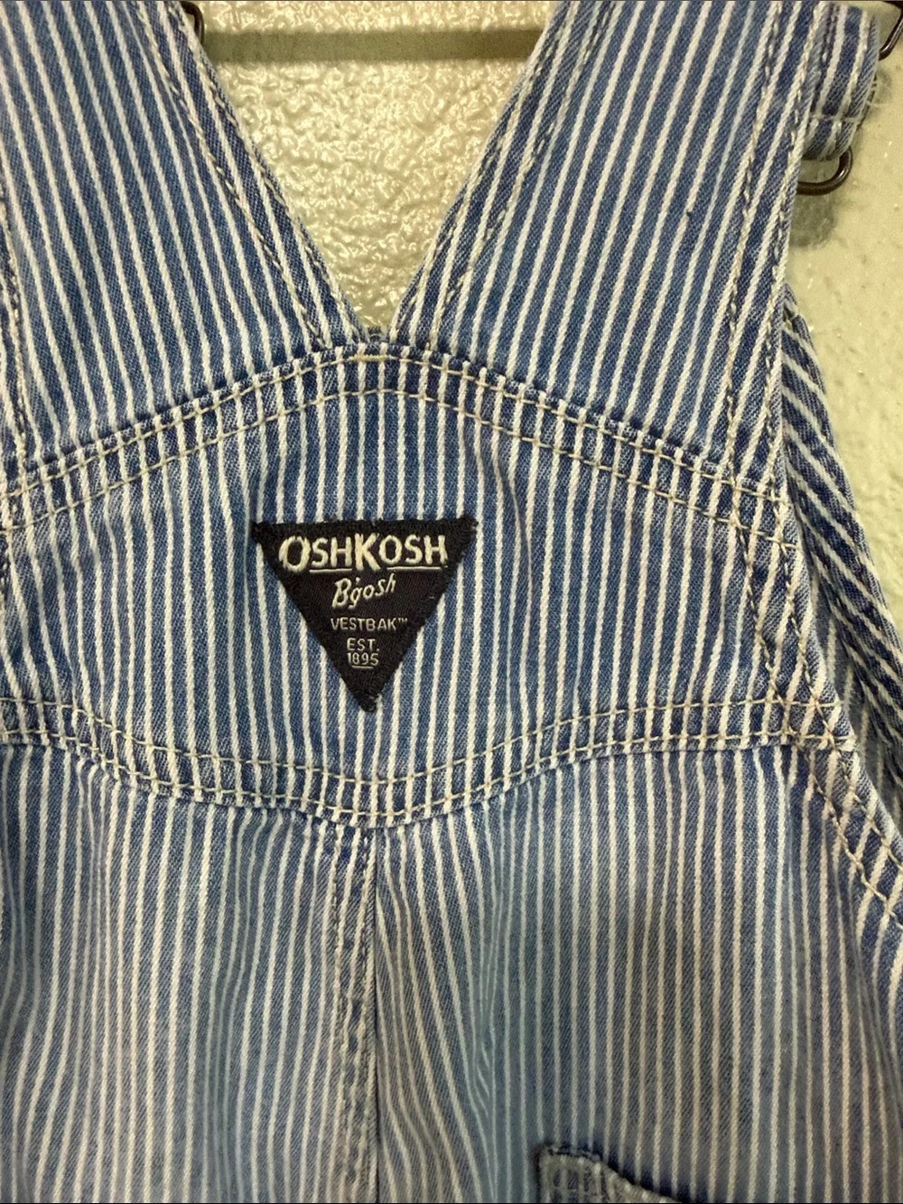 OshKosh B'gosh Navy and White Pinstripe Short Overalls